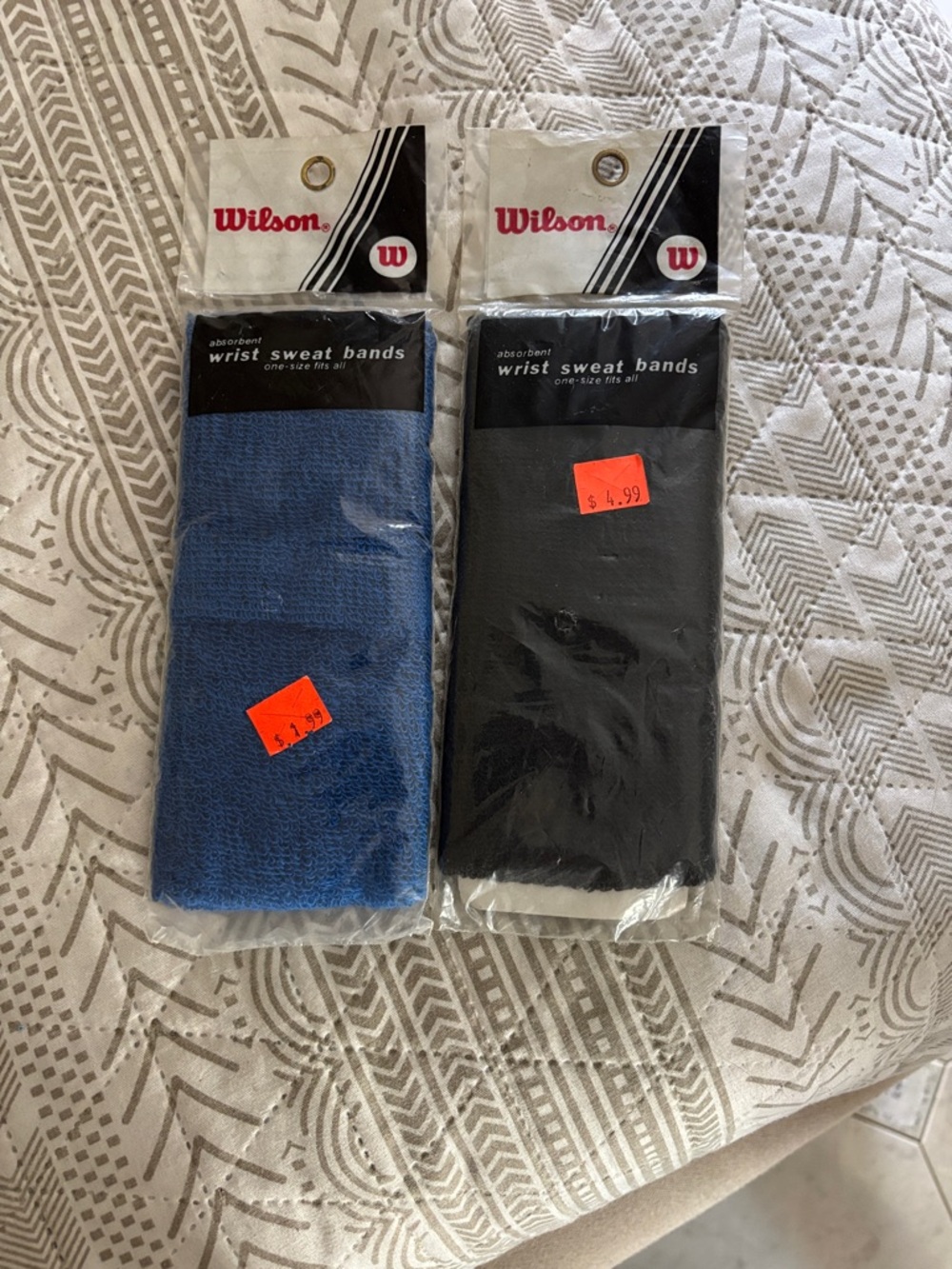 Wilson Wrist Sweat Bands – Blue and Black Pair